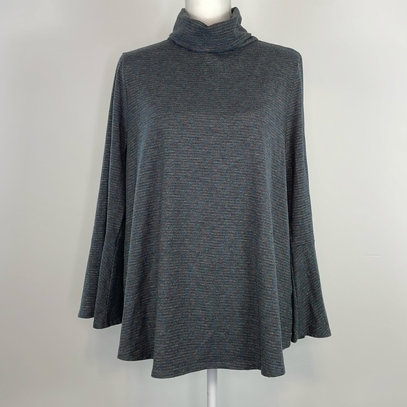 Anthropologie Postmark Liz Metallic Gray Turtleneck Shirt. Size Medium. - Picture 3 of 14